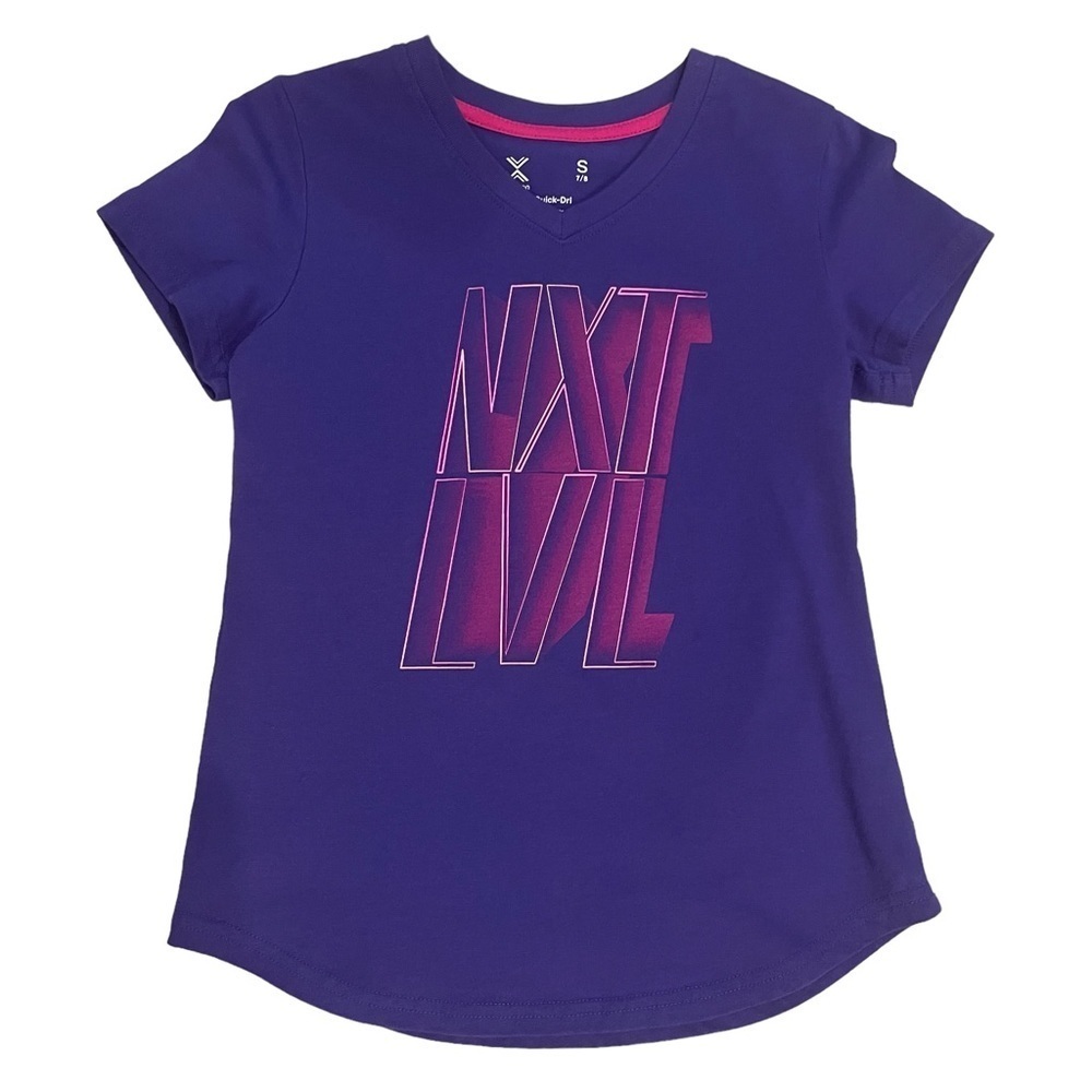Xersion Purple and Pink Next Level V Neck Short Sleeve Shirt Size S